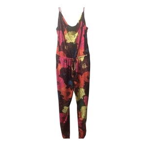 Veronica M Red and Yellow Abstract Jumpsuit